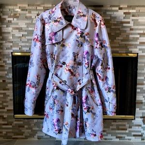 NWOT Guess Floral Belted Trench Coat Fully Lined XL